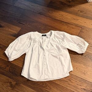 Vici White Puff Sleeve Button Front Blouse Sz Small